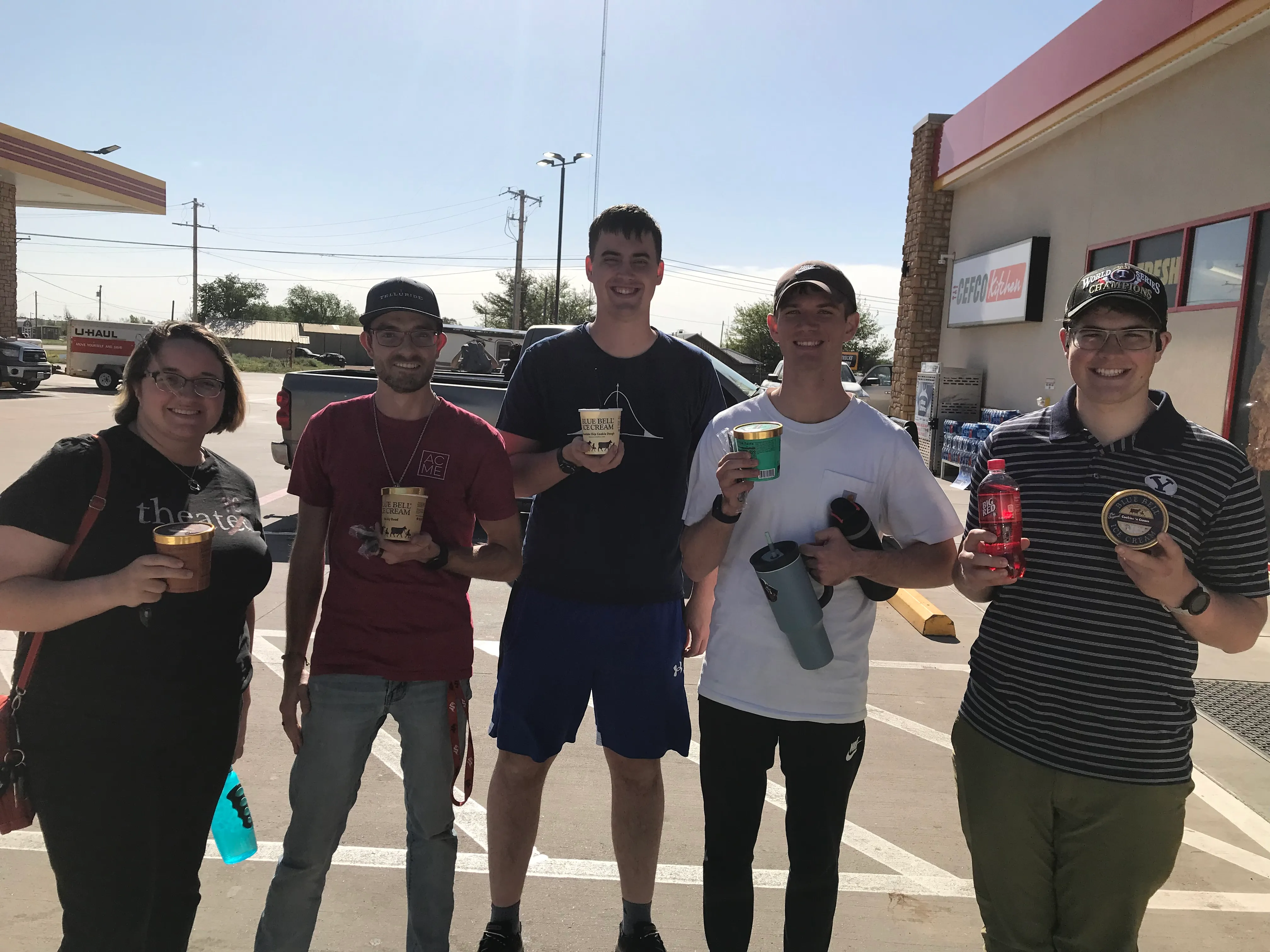group with bluebell ice cream